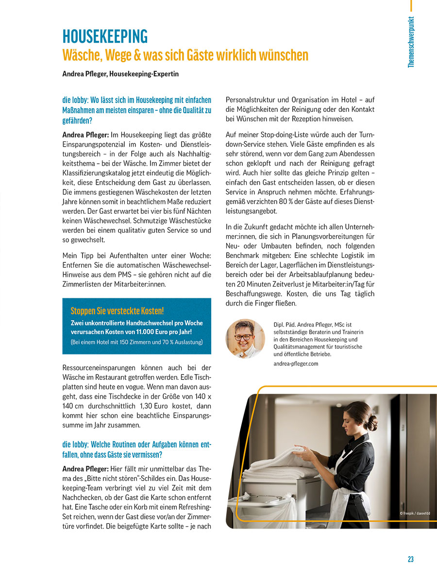 Andrea Pfleger, Autorin und seit Jahrzehnten Housekeeping-Expertin.
